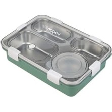 MarkEntegra 850 ml Paslanmaz Çelik Dört Bölmeli Sefer Tası - Yeni Nesil Lunch Box