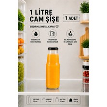 1 Litre Şeffaf Sürahi Süt, Ayran, Su, Limonata, Meşrubat Şişesi Metal Kapaklı Cam Şişe 1000 ml