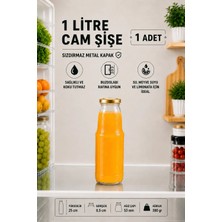 1 Litre Şeffaf Sürahi Süt, Ayran, Su, Limonata, Meşrubat Şişesi Metal Kapaklı Cam Şişe 1000 ml