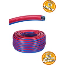 Sel SCH10 10 Metre 8 mm Çiftli Oksijen Hava Hortumu Kırmızı Mavi Kaynak Hortumu 10 Metre