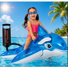 Intex Şeffaf Balina Binici Deniz yatağı 152x114 cm – Pompa ve Gözlük Hediyeli