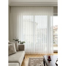 Demor Home  Premium 1'e 3 Sık Pile Bambu Tül Perde Soft Linen Görünüm Ütü Gerektirmez
