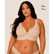 Intive Lingerie Intive Curvy Önü Transparan Tüllü Nefes Alabilir Büyük Beden Dikişsiz Sütyen (Xl-4xl)