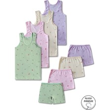 Panfilia %100 Pamuk 8 Parça Kız Çocuk Atlet Külot Takım 4'lü Set / 2-12 Yaş