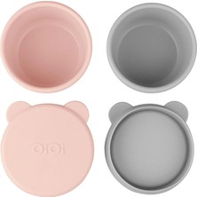 OiOi Silikon Kapaklı Mini Kase 2'li Pinky Pink-Gri (2 Adet)
