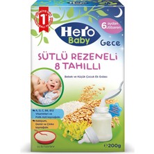 Hero Baby Gece Sütlü Rezeneli 8 Tahıllı Kaşık Maması 200 gr (3 Adet)