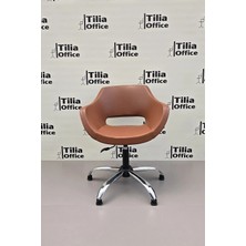 Tilia Office Tiliaoffice Monaco Ofis Bekleme Koltuğu - Kahverengi | Krom Yonca Sabit Ayak