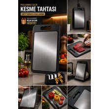 Ookico 304 Paslanmaz Çelik ve Pp Yüzey Kesme Tahtası & Bıçak Bileme Hediyeli