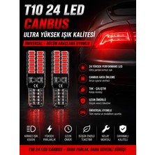 Kuzey Aksesuar T10 24 LED Canbus Lı Ultra Yüksek Işık Kalitesi Üniversal Tüm Araçlara Uyumlu Kırmızı Renk