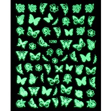 Aba Nails Karanlıkta Parlayan Butterfly Tırnak Sticker Tırnak Etiketi Nail Art JO-1290