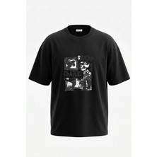Anetos Kuru Kafa Punk Tasarım Sırt Baskılı Pamuk Siyah Oversize T-Shirt