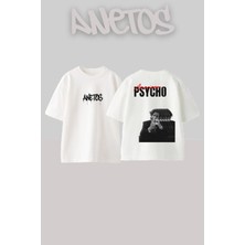 Anetos American Psycho  Sigma Series Sırt Baskılı Oversize Beyaz T-Shirt