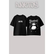 Anetos Sleepknot Snorlax Tasarım Sırt Baskılı Pamuk Siyah Oversize T-Shirt