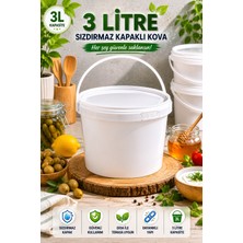 Gardenonya 3 Litre Beyaz Kova Sızdırmaz Kapaklı 10 Adet