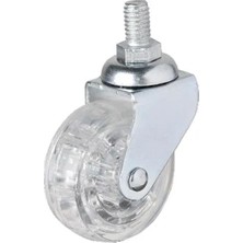 Asil Acar Home 326 - 50X20 mm Şeffaf Makaralı Vidalı Teker 4 Adet