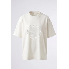 Anetos Seattle Grunge Tasarım Sırt Baskılı Pamuk Beyaz Oversize T-Shirt