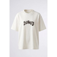 Anetos Jackboys Tasarım Sırt Baskılı Pamuk Beyaz Oversize T-Shirt