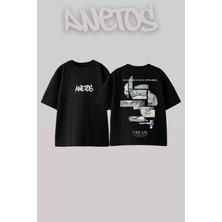 Anetos David Sculpture Tasarım Sırt Baskılı Pamuk Siyah Oversize T-Shirt