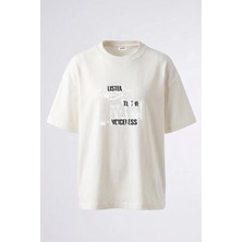 Anetos Protesto Sanati Tasarım Sırt Baskılı Pamuk Beyaz Oversize T-Shirt