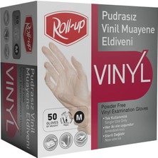 Roll-Up Vinil Muayene Eldiveni Pudrasız 50'li 2 Adet