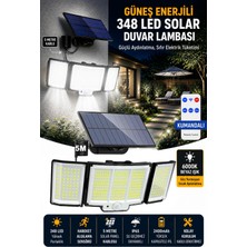 Deconitte 348 LED Solar Duvar Lambası, Güneş Enerjili Dış Mekan Aydınlatma, 5 Metre Kablolu Solar Panel, Hareket Sensörlü, Kumandalı, IP65 Su Geçirmez
