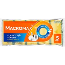 Macromax Klasik Yeşil Oluklu Sünger 5'li 4 Adet