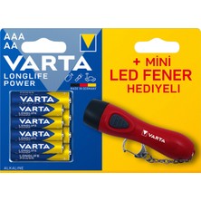 Varta Longlife Power 4 Ince + 4 Kalem Pil + LED Fener Hediyeli 4 Adet