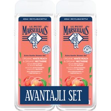Le Petit Marseillais Şeftali Duş Jeli 2X400 ml Organik Beyaz Şeftali ve Nektarin Aromalı Yumuşak Etki