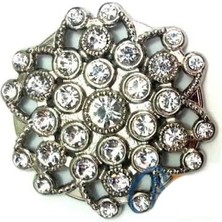 Asil Acar Home Taşlı Yuvarlak Broş, Sandık Süsü 4,5 cm - Nikel, 1 Adet