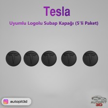 AutoPit 3D Tesla Logolu Subap Kapağı (5'li Paket)