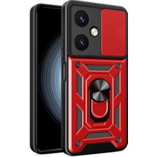 Derin Stok Y27 Kılıf Pars Lens Yüzüklü Silikon - Kırmızı