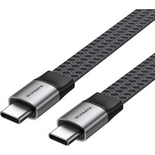 Mikrava USB 4.0 40GBPS Flat USB C Veri Kablosu, 240W USB C Şarj Kablosu, 8K@60hz 4K@240Hz 2K@360Hz Thunderbolt 4 Görüntü Kablosu - 1.2 Metre
