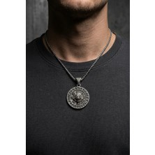 Begondio Kurt Vegvisir Pusula El İşçiliği Paslanmaz Çelik Zincir Erkek Kolye