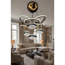 G-Light Kral Tacı Simli 4 Top Modern Sarkıt Salon - Oturma Odası LED Avize