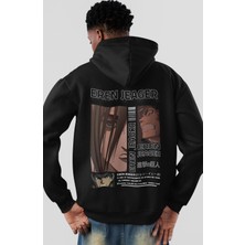 Sevbano Eren Jeager Attack On Titan Anime Sırt Baskılı Unisex Oversize Penye Hoodie