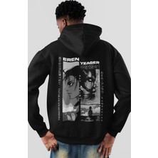 Sevbano Eren Yeager Attack On Titan Anime Sırt Baskılı Unisex Oversize Penye Hoodie