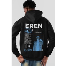 Sevbano Eren Jeager Attack On Titan Anime Sırt Baskılı Unisex Oversize Penye Hoodie