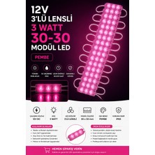 Kuzey Aksesuar 3W Modül LED 3030 12V Mercekli 10 Adet Pembe