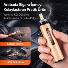 Munico 5 Adet Araç Içi Külsüz Sigara Içme Aparatı-Ahşap Tasarım Taşınabilir Kül Hazneli Sigara Tutucu