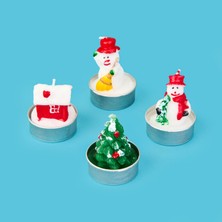 Tohana 4'lü Snowman Tealight Mum - Renkli - 10 cm