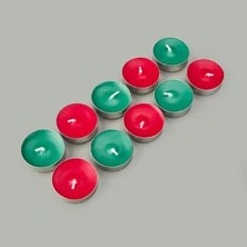 Matmel 10'lu Tealight Mum - Kırmızı / Yeşil - 3,8 cm