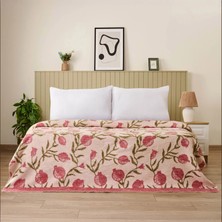 Matmel Soft Granate Pamuklu Çift Kişilik Battaniye - Ekru / Kırmızı - 200X220 cm