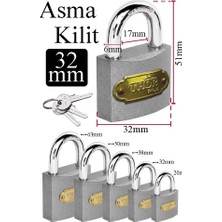 Artlantis Küçük Asma Kilit 32 mm 1 Adet Thor Plus Paslanmaz Metal Asma Kilit Dayanıklı Yedek Anahtarlı Zincir Kilidi Kapı Bahçe