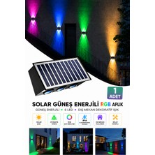 Deconitte Güneş Enerjili Rgb Solar Aplik 6 Led, Renkli Işıklı Otomatik Yanan Dış Mekan Duvar Lambası, Bahçe Balkon Teras Aydınlatması(1 Adet)