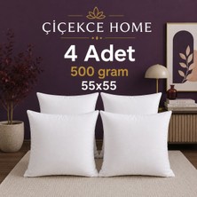 ÇİÇEKCE HOME Çiçekce Home Kırlent Iç Yastık 4 Adet 55X55 cm 1.kalite Boncuk Silikon Elyaf Dolgulu 500 Gram