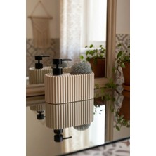 Mien Lara Polyresin Sabunluk | Krem Renk Tel Sünger Hazneli Sıvı Sabunluk 14X8X17