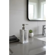 Acar Çizgili Taş Görünümlü Sıvı Sabunluk | Dekoratif Banyo ve Mutfak Sabunluğu - Bej