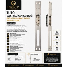 ESBH Tuto Elektrikli Kapı Karşılığı Bas Aç Paslanmaz Aynalı Mandal Ayarlı 12V Ac/dc