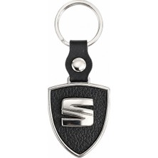 SAVEK Seat Logolu Metal Deri Oto Anahtarlığı, 9cm x 3.5cm Boyut, Şık Hediyelik Araba Aksesuar