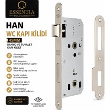 ESBH Han Wc Kapı Kilidi 45 mm – Nikel Saten Gömme Banyo ve Tuvalet Kapı Kilidi
